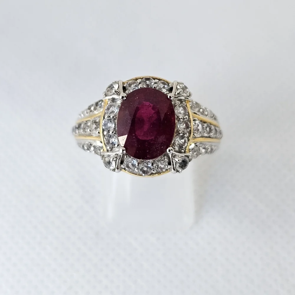 Victoria Wieck Ruby Ring Sterling Silver & 14K Yellow Gold Size 9.5! - Picture 4 of 12